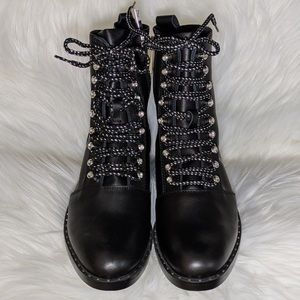 Zara Combat diamond studded moto boot / 37
